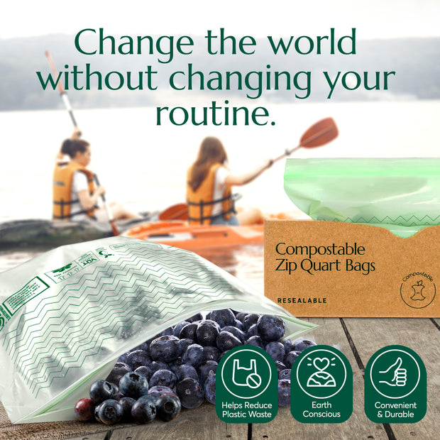 Compostable* Zip Quart Bags